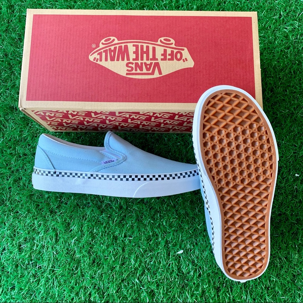 💕Vans Classic Slip On Check Foxing Cool Blue💕 - Picture 3 of 7
